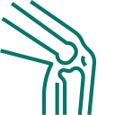 Knee joint icon representing knee pain, arthritis, and joint replacement treatment.