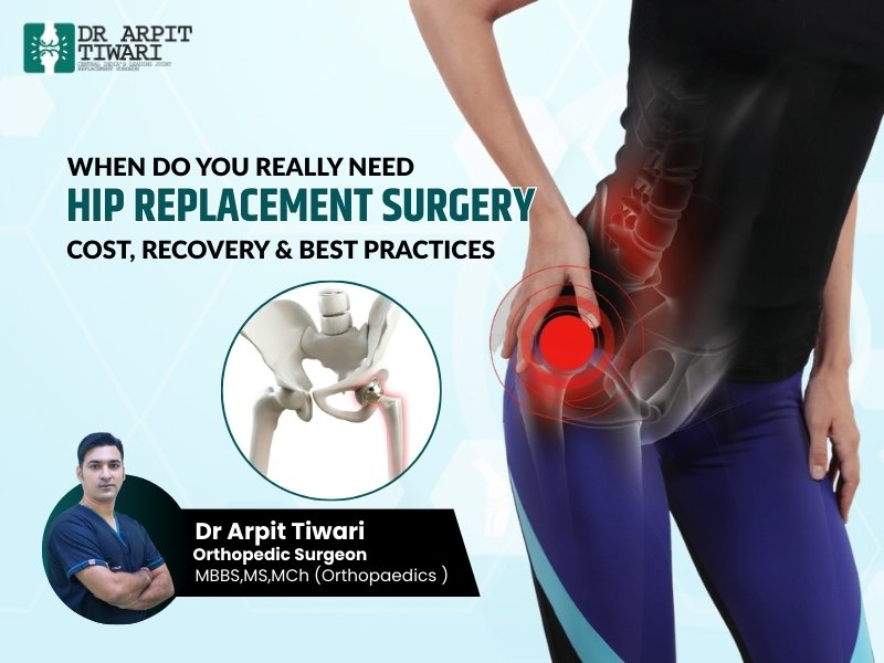 Hip replacement surgery illustration showing hip joint pain, damage, and surgical treatment for improved mobility and pain relief.